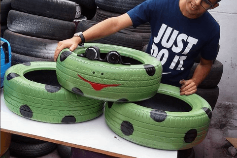 Man makes old tires into beautiful pet beds
