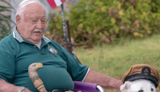 Veteran adopts elderly dog